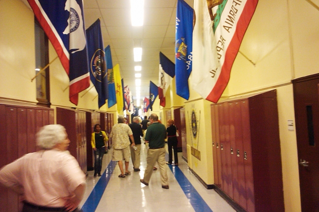 Warren Volchenboum admires the naval academy hallway.