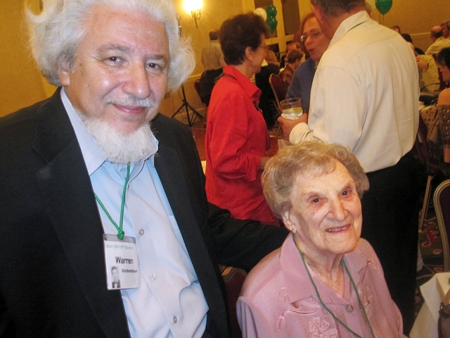 Warren Volchenboum enjoys reuniting with Mrs. Levine, one of his teachers while at Senn.
